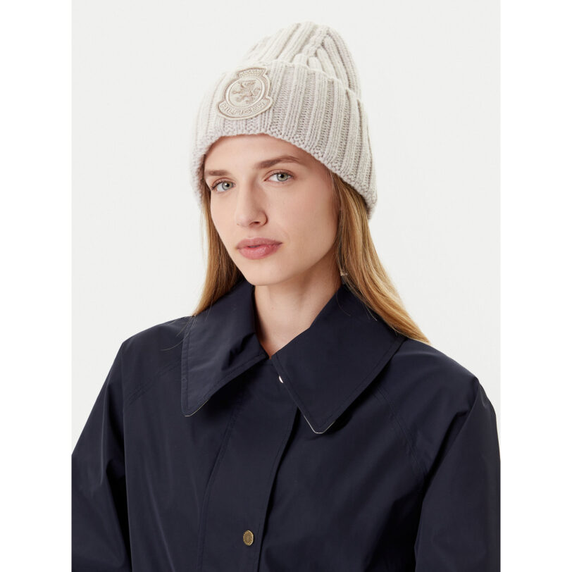 Шапка Tommy Hilfiger Th Crest Fluffy AW0AW18210 Екрю цвят на ниска цена