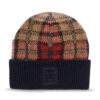 Шапка Tommy Hilfiger Tommy Check Beanie AW0AW15315 Тъмносин цвят на ниска цена