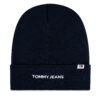Шапка Tommy Jeans Linear Logo AW0AW15843 Тъмносин цвят на ниска цена