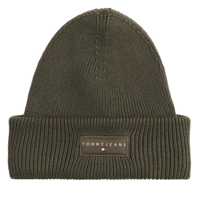 Шапка Tommy Jeans Tjm Linear Beanie AM0AM13666 Зелен цвят на ниска цена