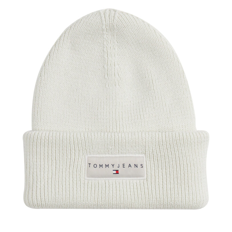Шапка Tommy Jeans Tjw Linear Beanie AW0AW17913 Бял цвят на ниска цена