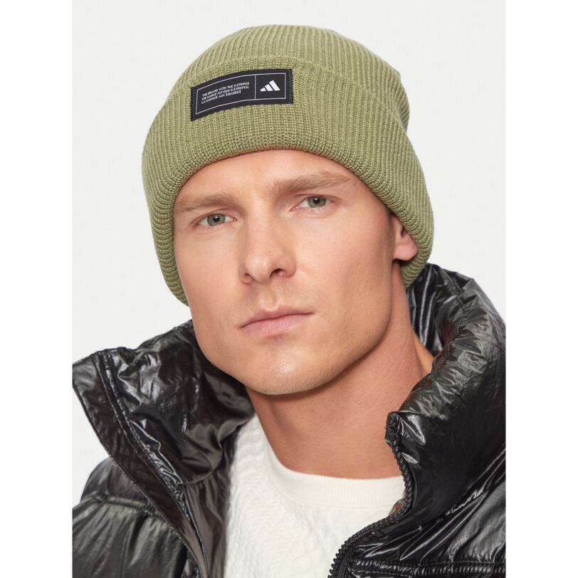 Шапка adidas Essentials Cuffed Beanie IY5257 Зелен цвят на ниска цена