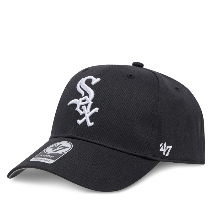 Шапка с козирка 47 Brand MLB Chicago White Sox Raised Basic '47 MVP B-RAC06CTP Черен цвят на ниска цена