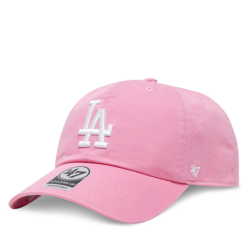 Шапка с козирка 47 Brand MLB Los Angeles Dodgers '47 CLEAN UP B-RGW12GWS Розов цвят на ниска цена