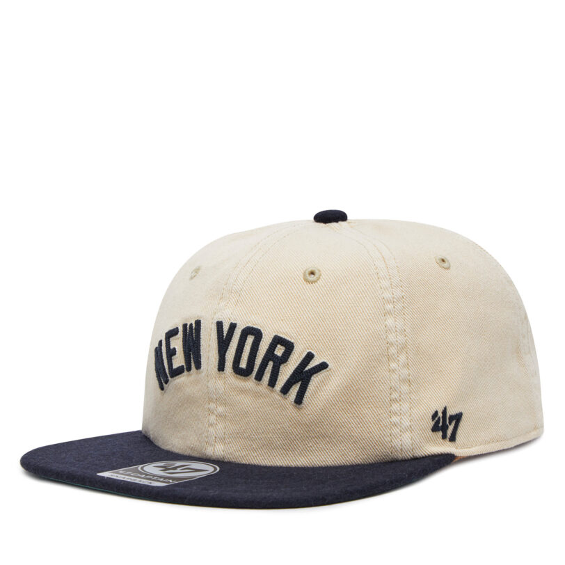 Шапка с козирка 47 Brand MLB New York Yankees Fieldstone ’47 CAPTAIN RL B-FLDST17HTP Бял цвят на ниска цена