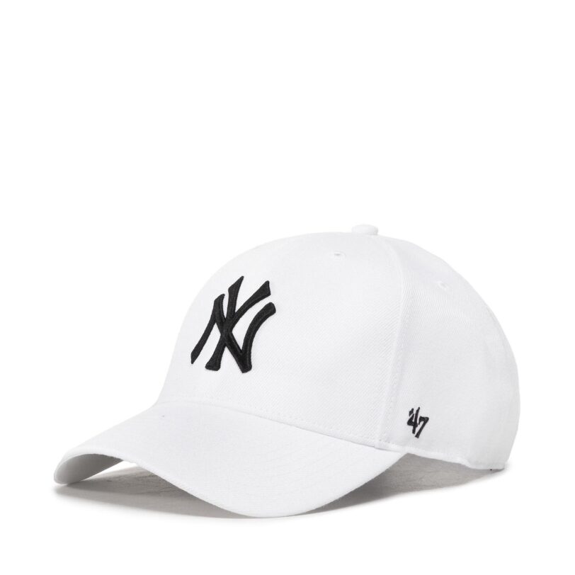 Шапка с козирка 47 Brand Mlb New York Yankees B-MVPSP17WBP-WH Бял цвят на ниска цена