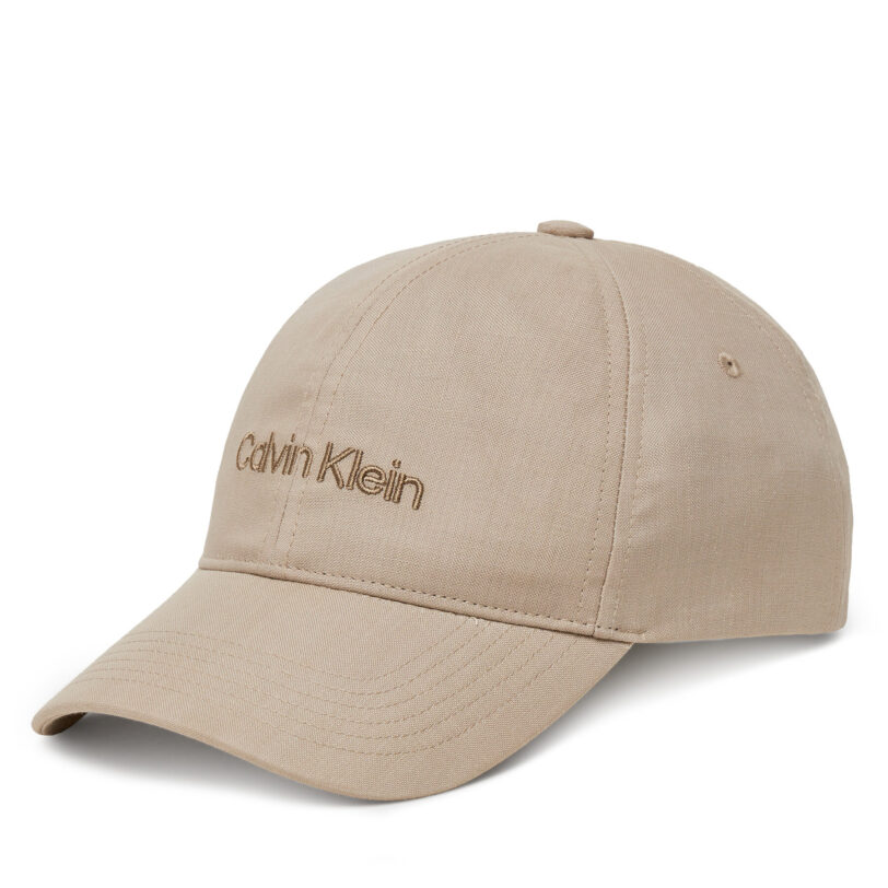 Шапка с козирка Calvin Klein Emb Logo LV04D5024G Бежов цвят на ниска цена