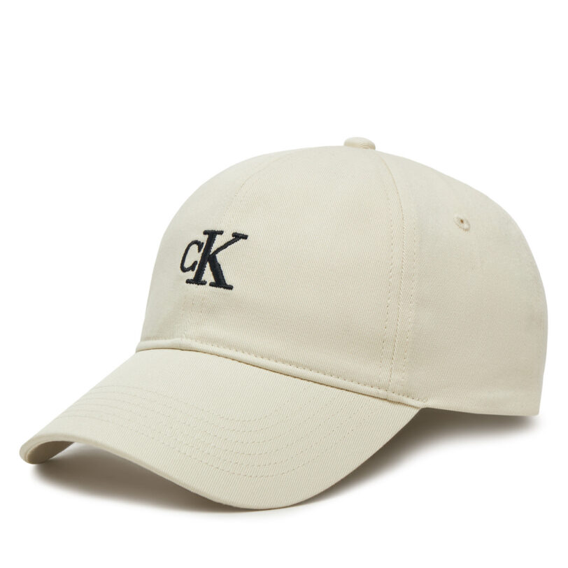 Шапка с козирка Calvin Klein Jeans Embroidered Monogram Cap LV04K5024G Бял цвят на ниска цена