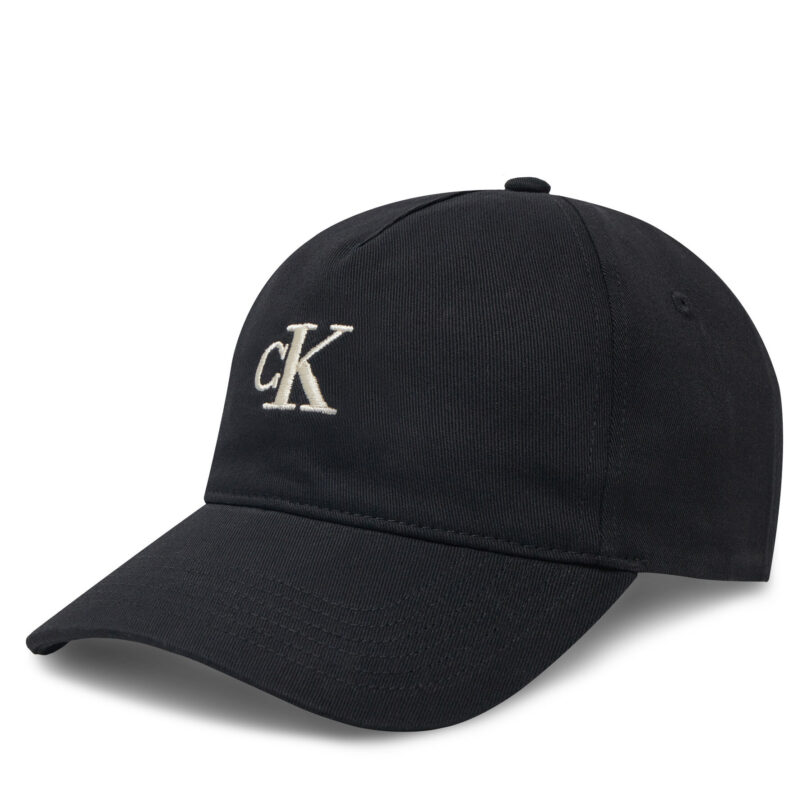 Шапка с козирка Calvin Klein Jeans Embroidered Monogram Cap LV04K5024G Черен цвят на ниска цена