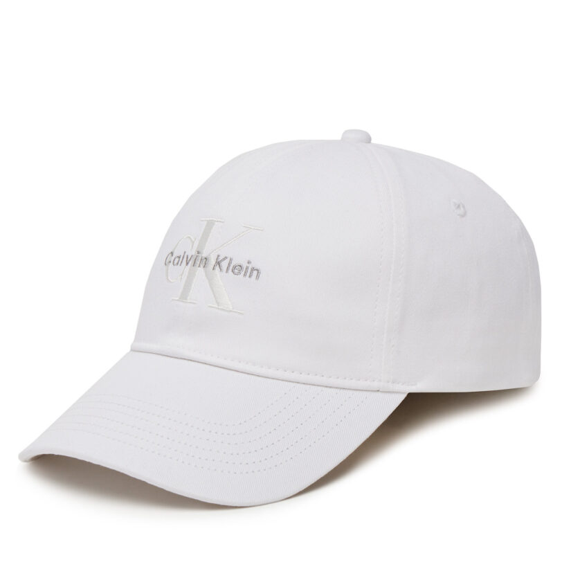 Шапка с козирка Calvin Klein Jeans Monologo LV04K5026G Бял цвят на ниска цена