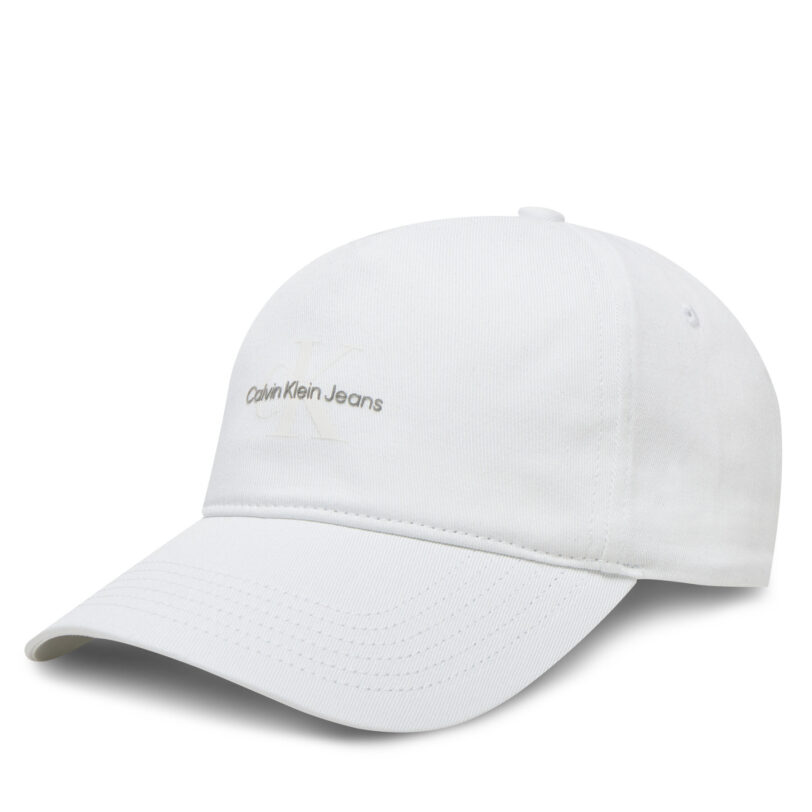 Шапка с козирка Calvin Klein Jeans Printed Monologo Cap LV04K5027G Бял цвят на ниска цена