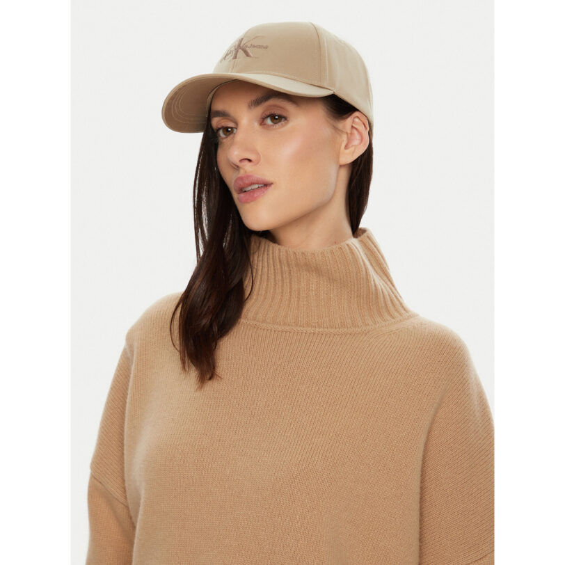 Шапка с козирка Calvin Klein Mono Logo Embro K60K612317 Бежов цвят на ниска цена