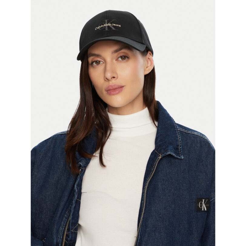 Шапка с козирка Calvin Klein Mono Logo Embro K60K612317 Черен цвят на ниска цена