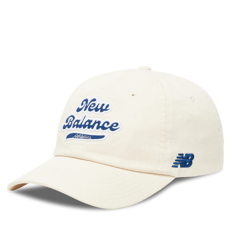 Шапка с козирка New Balance 6 Panel Athletics Legacy Hat LAH53000PEF Бял цвят на ниска цена