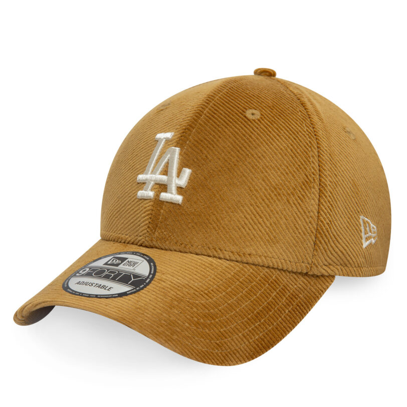 Шапка с козирка New Era La Dodgers Cord 9Forty 60595256 Кафяв цвят на ниска цена