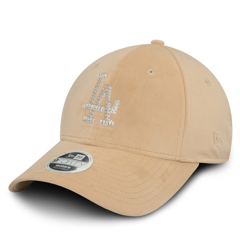 Шапка с козирка New Era Velour Diamante LA Dodgers 9FORTY 60580871 Бежов цвят на ниска цена