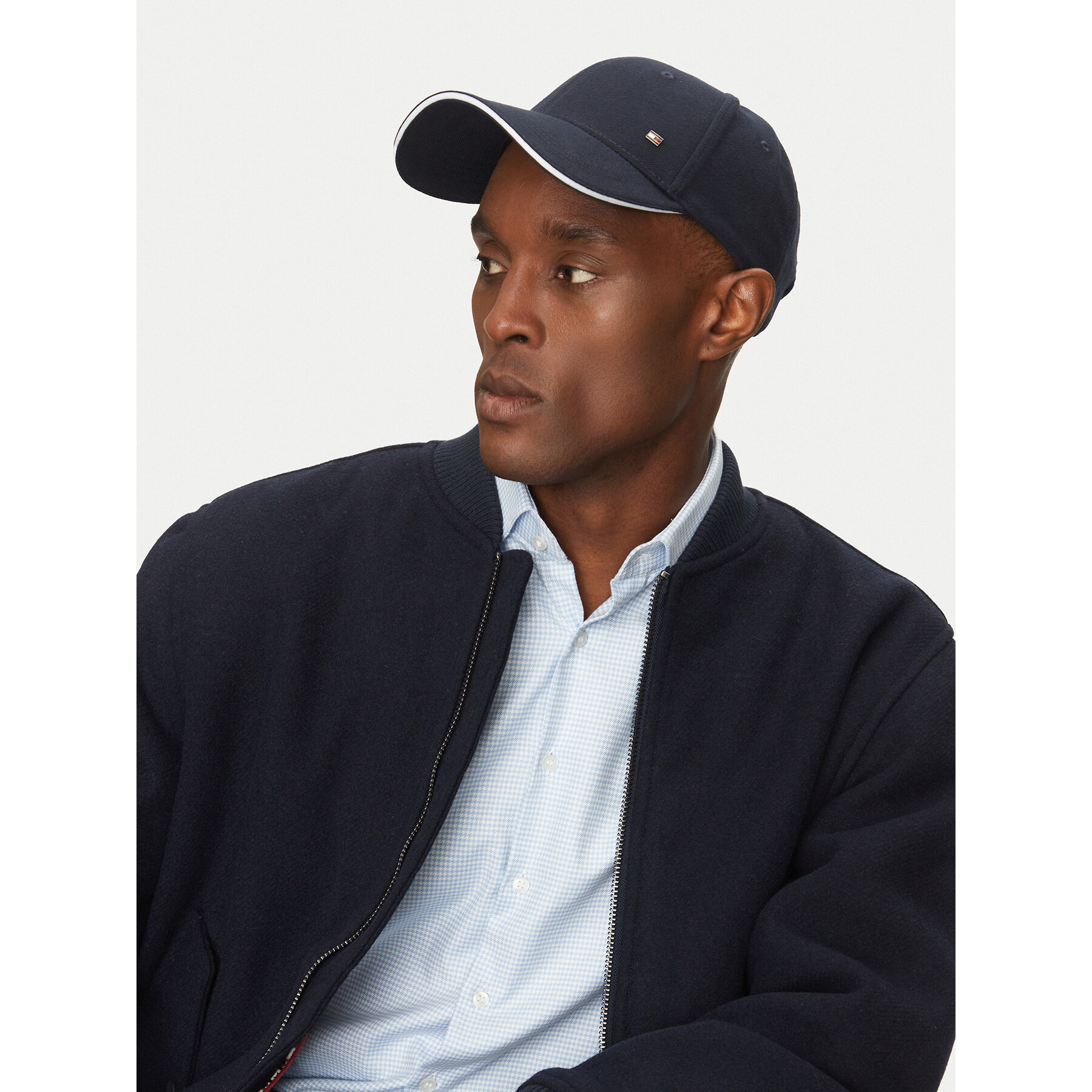 Шапка с козирка Tommy Hilfiger Corp Flannel AM0AM13164 Тъмносин цвят на ниска цена