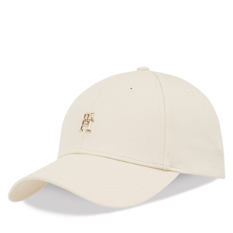 Шапка с козирка Tommy Hilfiger Elevated Chic Cap AW0AW17128 Екрю цвят на ниска цена