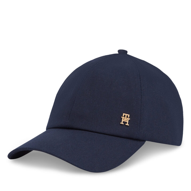 Шапка с козирка Tommy Hilfiger Elevated Chic Soft Cap AW0AW17138 Син цвят на ниска цена