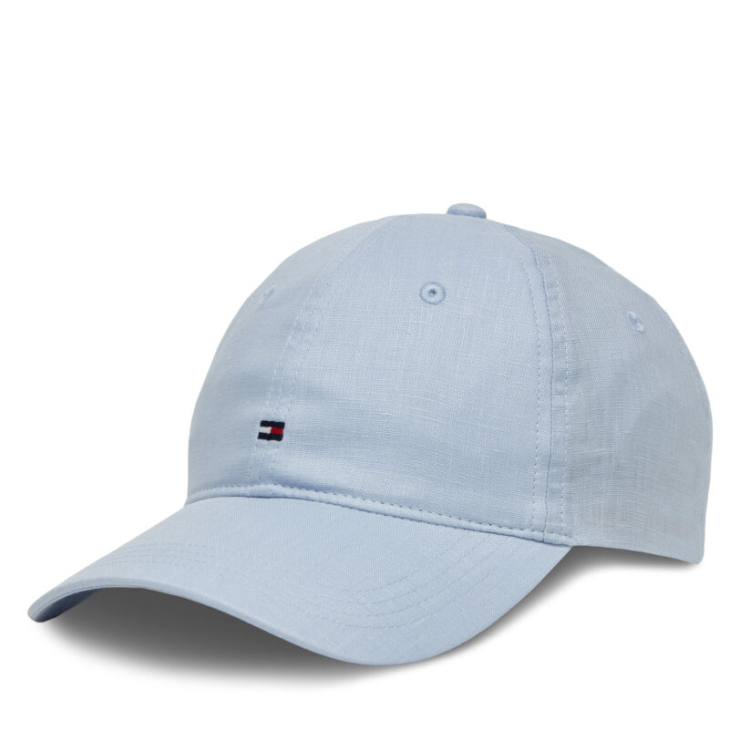 Шапка с козирка Tommy Hilfiger Essential Flag Linen Cap AW0AW17130 Светлосиньо цвят на ниска цена
