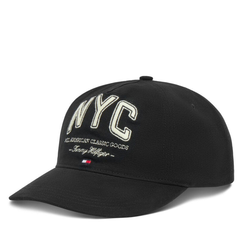 Шапка с козирка Tommy Hilfiger Flag Seasonal 5 Panel AM0AM13562 Черен цвят на ниска цена