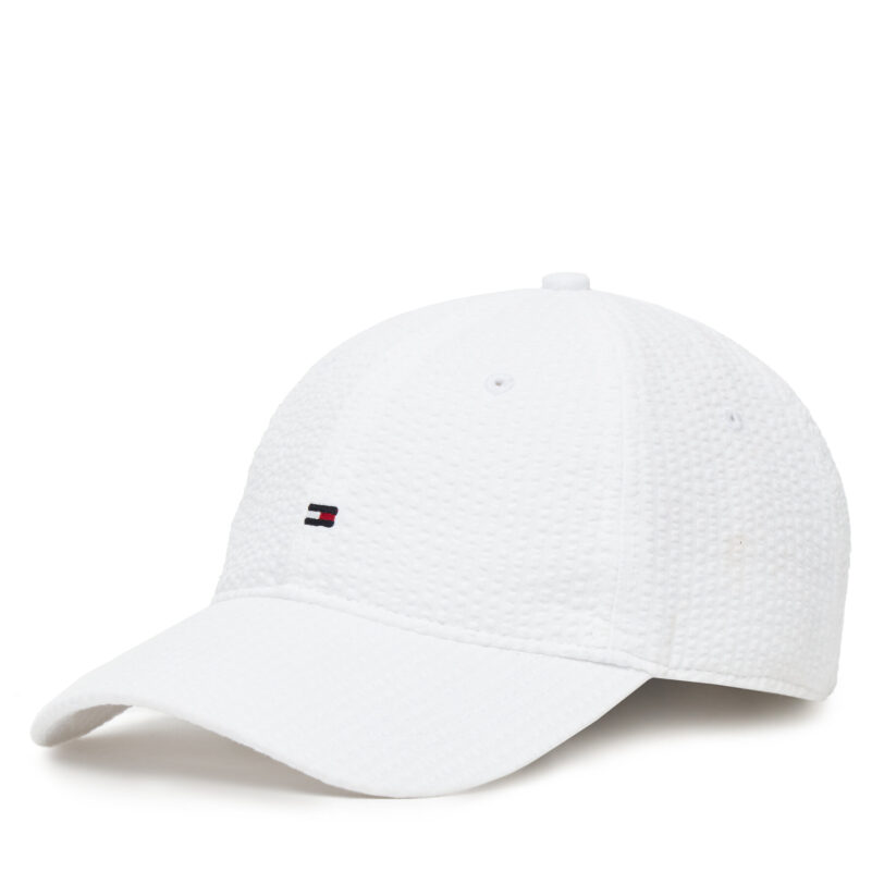 Шапка с козирка Tommy Hilfiger Flag Seersucker 6 Panel AM0AM13427 Бял цвят на ниска цена