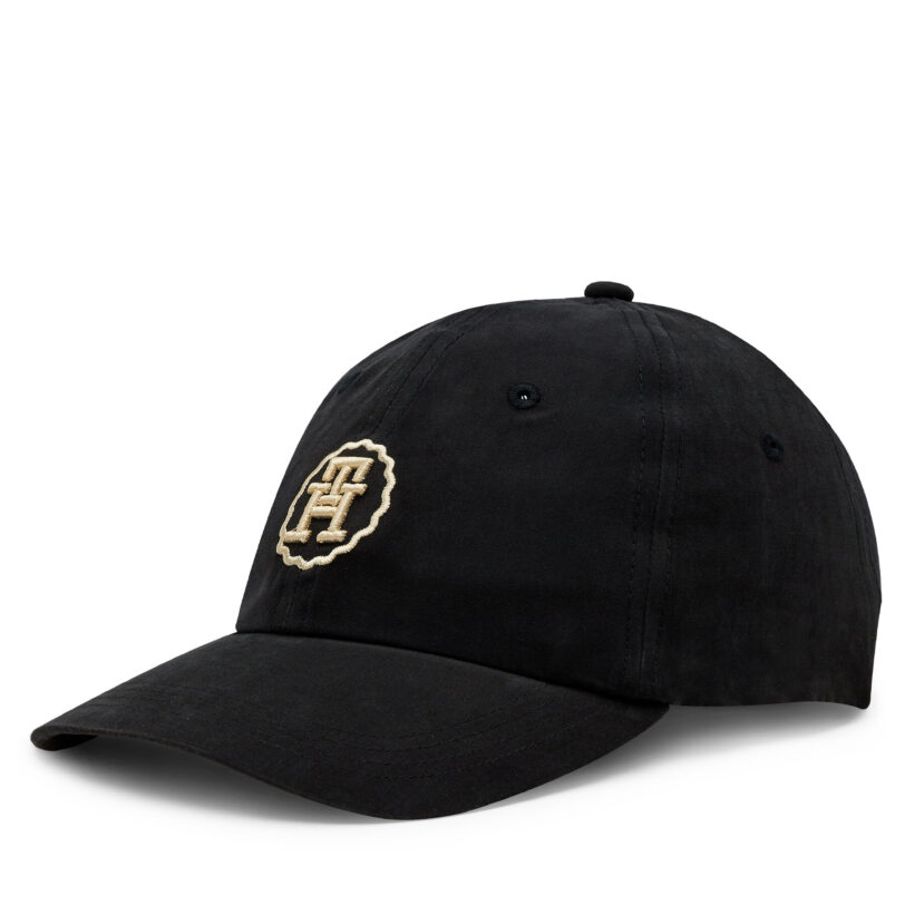 Шапка с козирка Tommy Hilfiger Spring Chic Cap AW0AW15775 Черен цвят на ниска цена