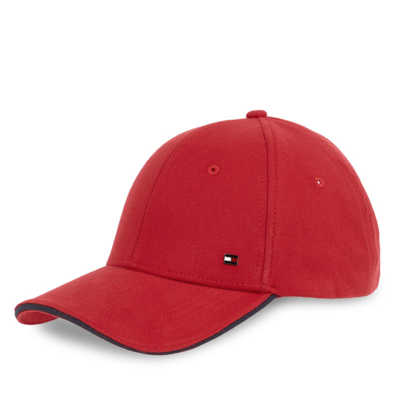 Шапка с козирка Tommy Hilfiger Th Corp Flannel 6 Panel Cap AM0AM13164 Червен цвят на ниска цена