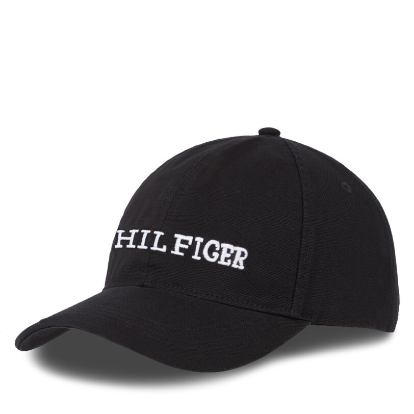 Шапка с козирка Tommy Hilfiger Th Monotype Soft 6 Panel Cap AM0AM12154 Черен цвят на ниска цена