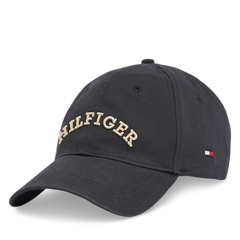 Шапка с козирка Tommy Hilfiger Th Monotype Soft 6 Panel Cap AM0AM13165 Черен цвят на ниска цена