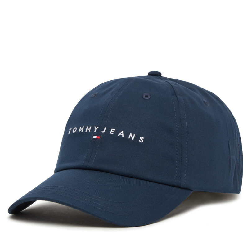 Шапка с козирка Tommy Jeans Logo 6 Panel Cap AW0AW16868 Тъмносин цвят на ниска цена