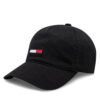 Шапка с козирка Tommy Jeans Tjm Elongated Flag Denim Cap AM0AM12427 Черен цвят на ниска цена
