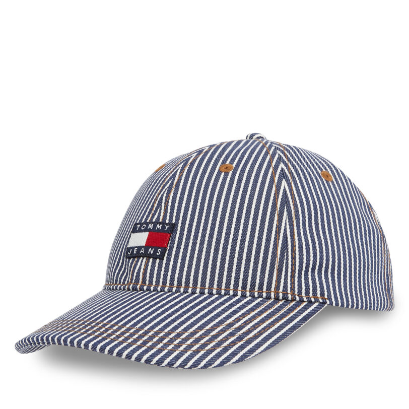 Шапка с козирка Tommy Jeans Tjm Heritage Stripe Cap AM0AM13358 Тъмносин цвят на ниска цена