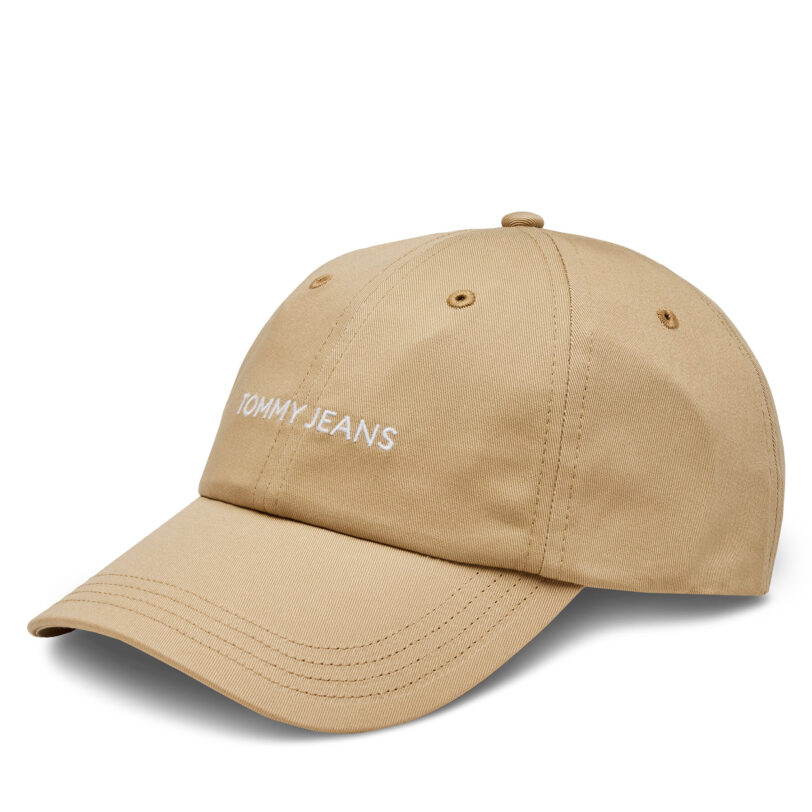 Шапка с козирка Tommy Jeans Tjm Linear Logo Cap AM0AM12024 Бежов цвят на ниска цена