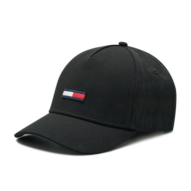 Шапка с козирка Tommy Jeans Tju Flag Cap AU0AU00843 Черен цвят на ниска цена
