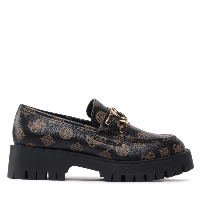 лоуфъри с дебела подметка Guess Ilary FL7ILR FAL14 Черен цвят на ниска цена