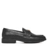 лоуфъри с дебела подметка Tommy Hilfiger Th Logo Leather Loafer FW0FW08705 Черен цвят на ниска цена