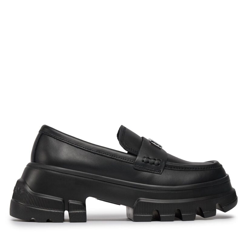 лоуфъри с дебела подметка Tommy Jeans Tjw Chunky Loafer EN0EN02504 Черен цвят на ниска цена