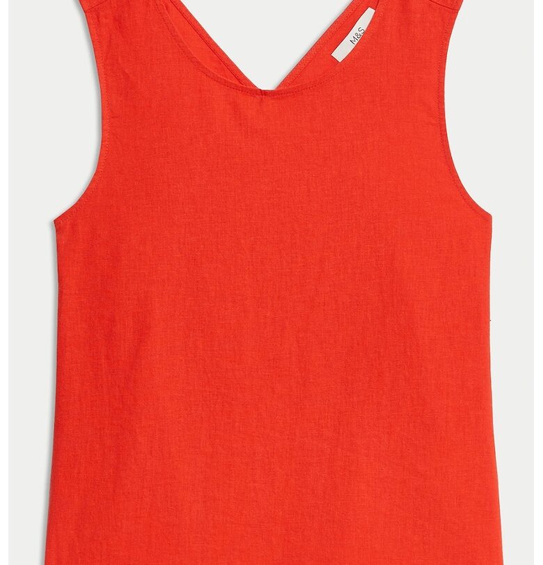 MARKS&SPENCER - Топ с лен с овално деколте Marks  Spencer