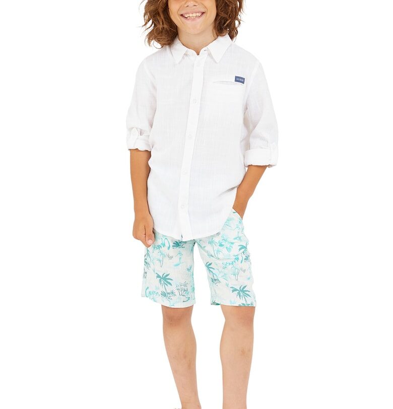Бермуди с лен и принт GUESS KIDS