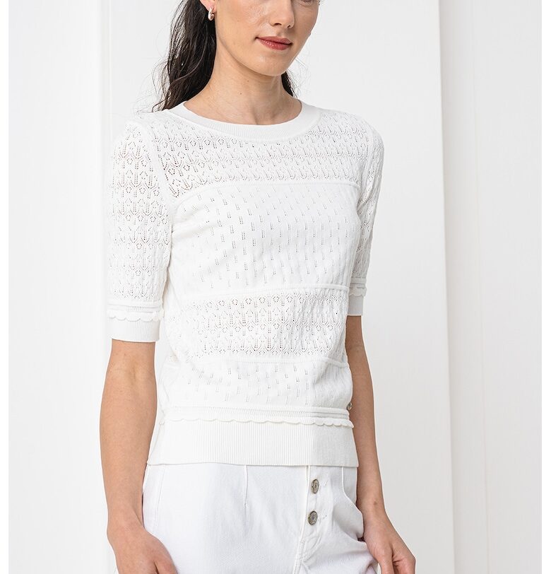 Блуза Fhoenix със среднодълги ръкави и ажур BOSS