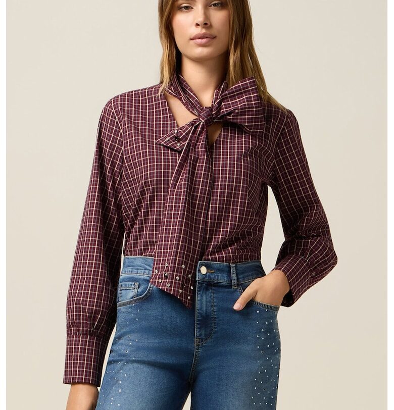 Блуза на каре с панделка Oltre