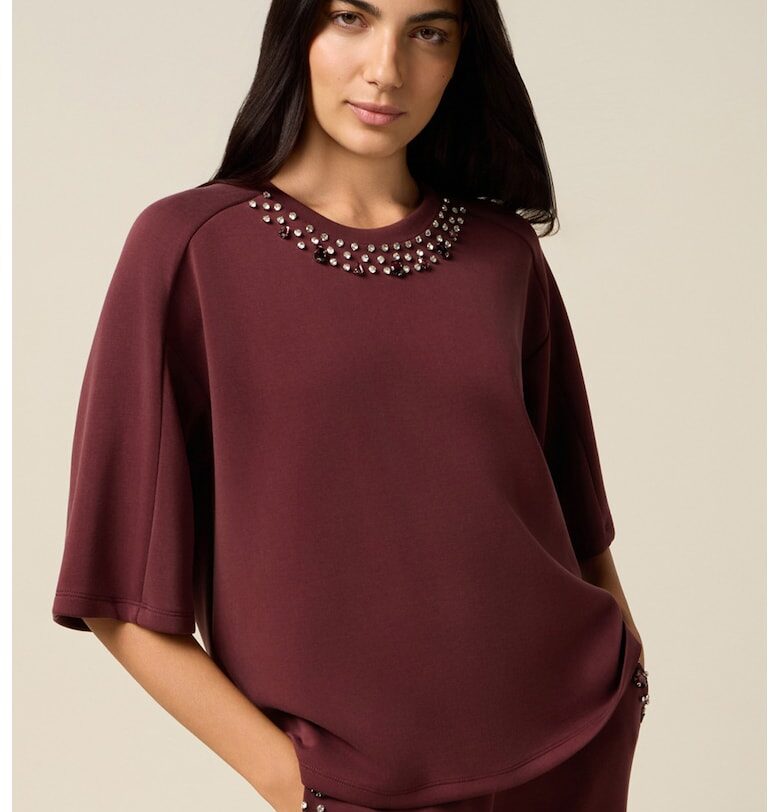 Блуза с декоративни камъни Oltre