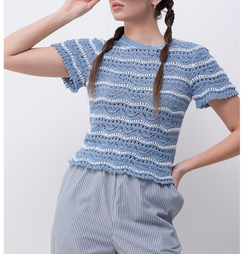 Блуза с къси ръкави и кроше Only