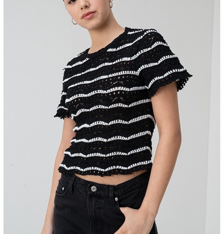 Блуза с къси ръкави и кроше Only