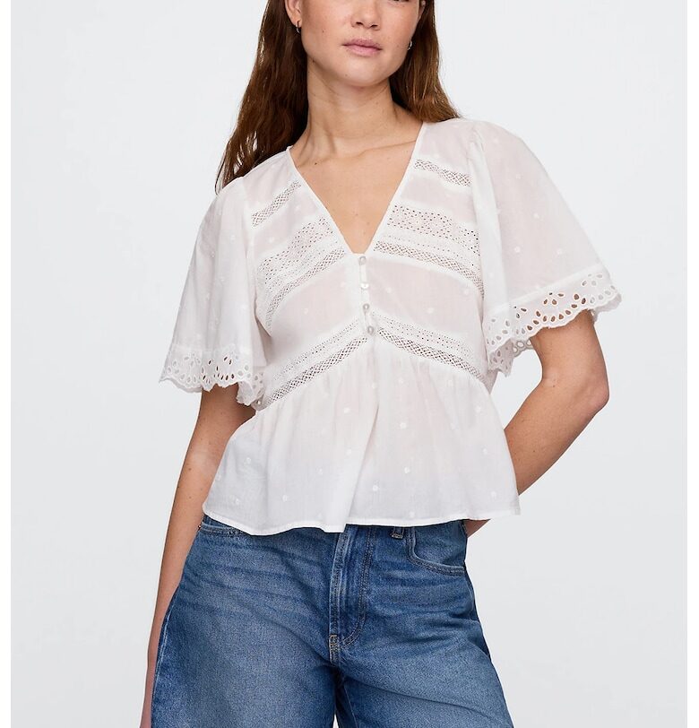 Блуза с къси ръкави и перфорации GAP