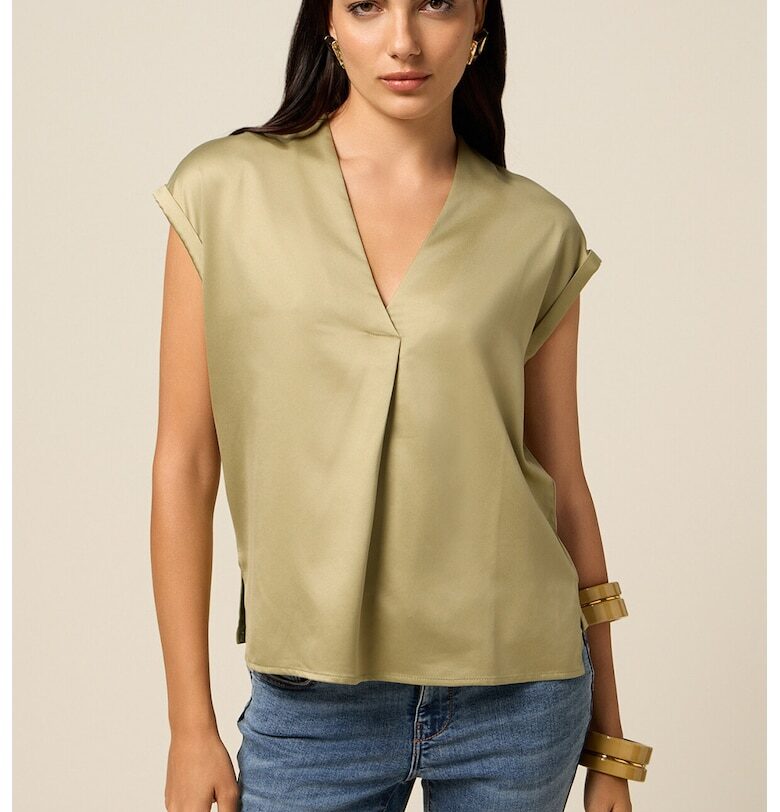 Блуза с къси ръкави и сатиниран ефект Oltre