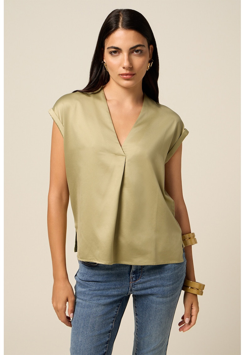 Блуза с къси ръкави и сатиниран ефект Oltre