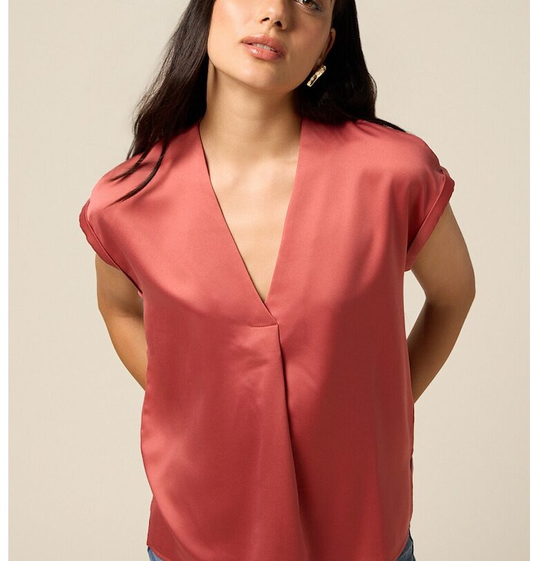 Блуза с къси ръкави и сатиниран ефект Oltre