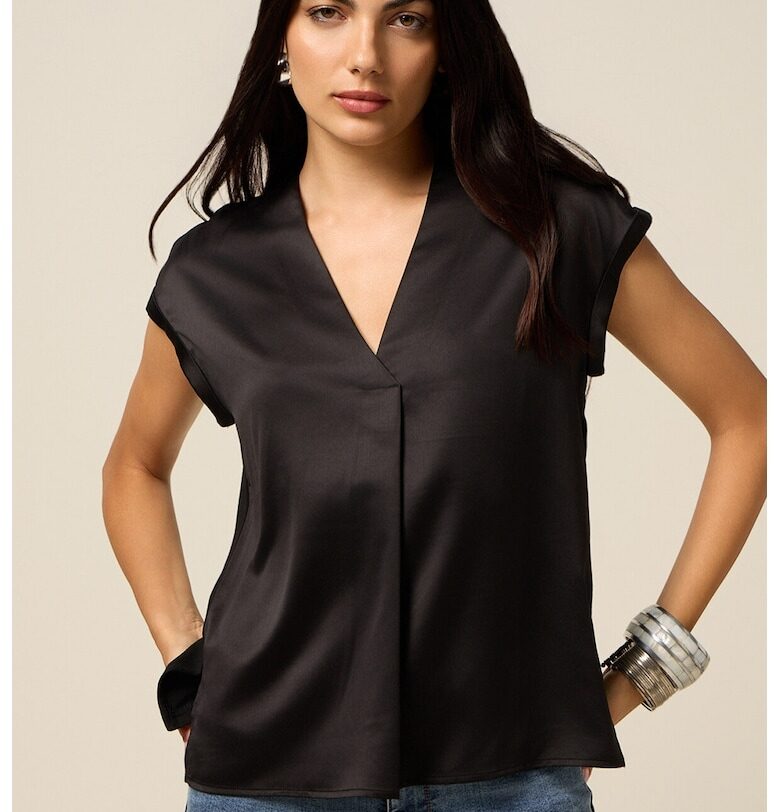 Блуза с къси ръкави и сатиниран ефект Oltre